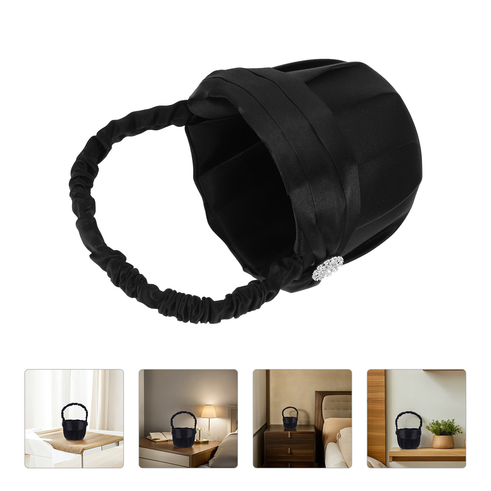 Wedding Ceremony Supply - Modern Black Rhinestone Wedding Flower Basket