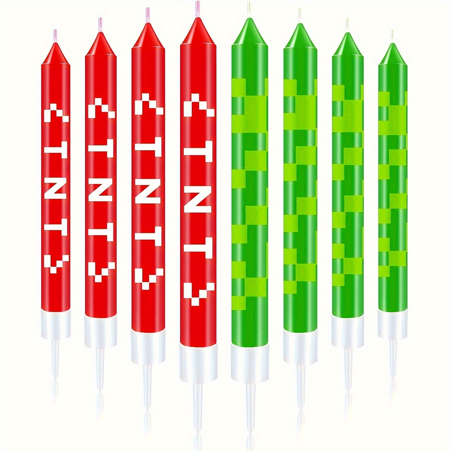 Unity Candle Set - 12/24pcs Green Pixel Cake Candle Decoration