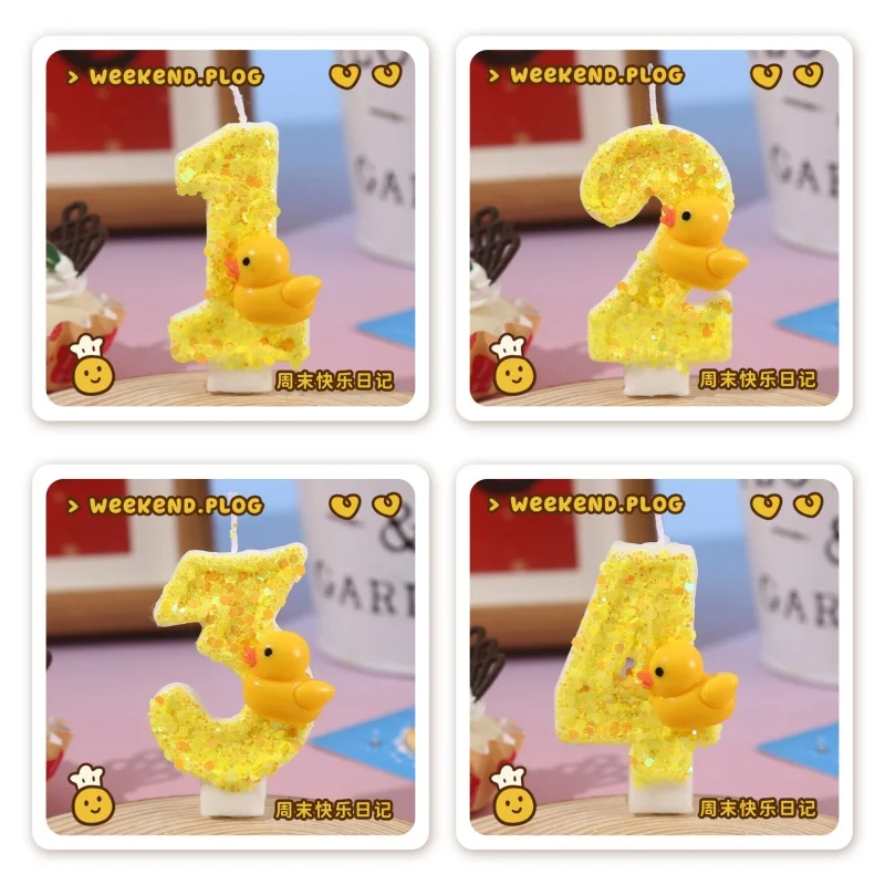 Unity Candle Set - 3D Mini Yellow Ducks Theme Candles