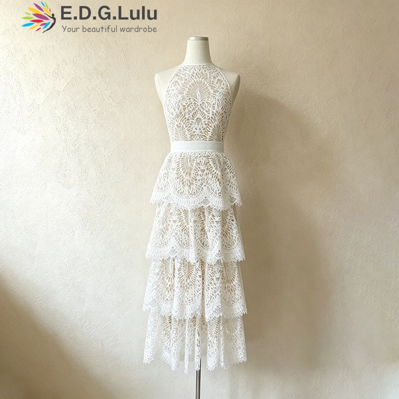 EDGLuLu O Neck Sleeveless Whit - Wedding Lulu review and price