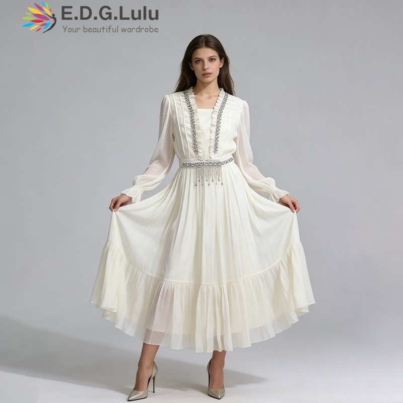 EDGLuLu Elegant White Chiffon  - Wedding Lulu review and price